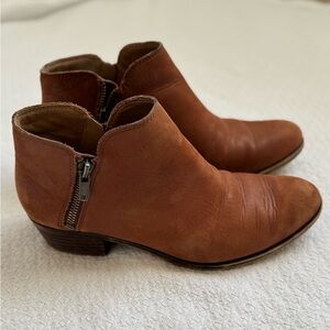 Lucky Brand Basel Leather Ankle Boots with Zipper Brown 7.5